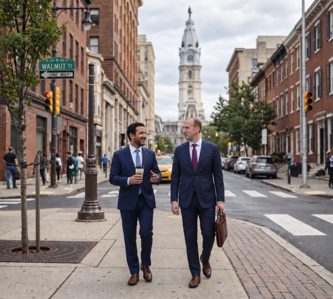 Sachiel Azoulay and Ari Goldman, Co-CEOs of Galaxy D2C, walking on Walnut Street in Philadelphia.